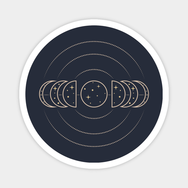 Moon phases line art design Magnet by Aesthetic Witchy Vibes